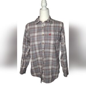 Ariat Women's Flame Resistant Work Shirt Plaid Brown/Gray/White Size Medium